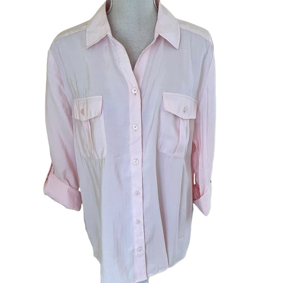 Chico's Silky Chic Sophia Shirt in Rosedust 3(16) - Picture 1 of 11